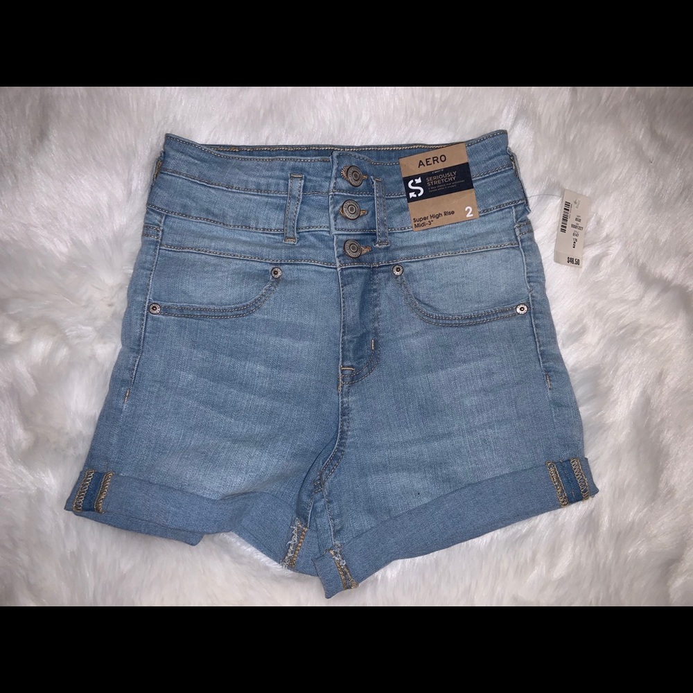 High waisted denim shorts